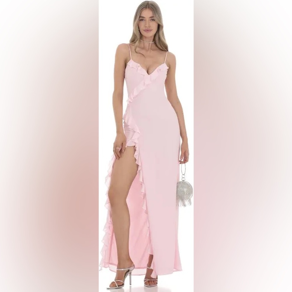 Lovely Pink Ruffle Formal Dress